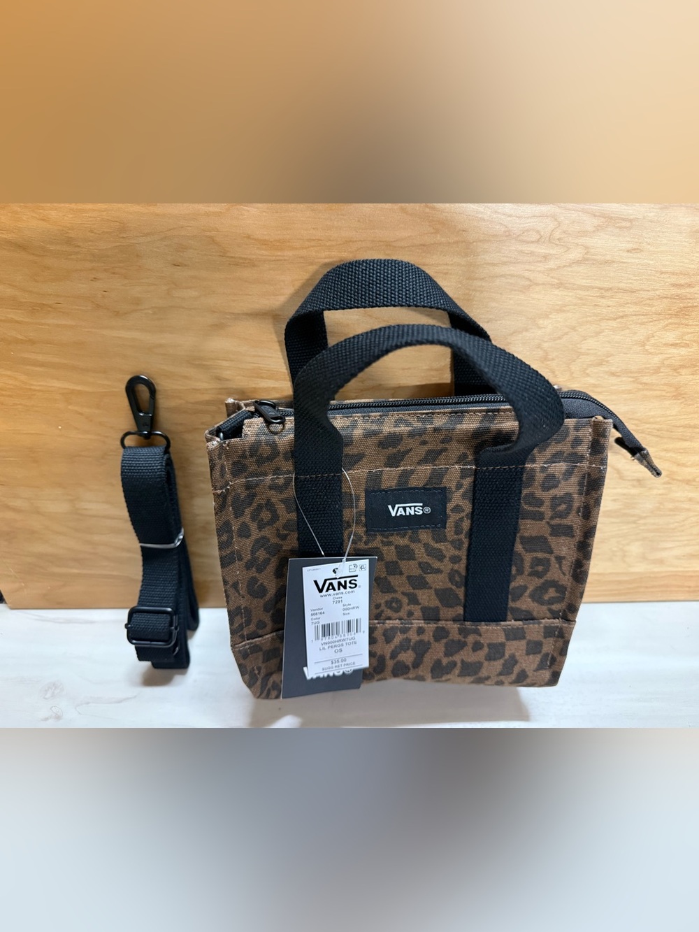 Vans Leopard Print Canvas Lil Pergs Tote - Brown - Picture 3 of 3